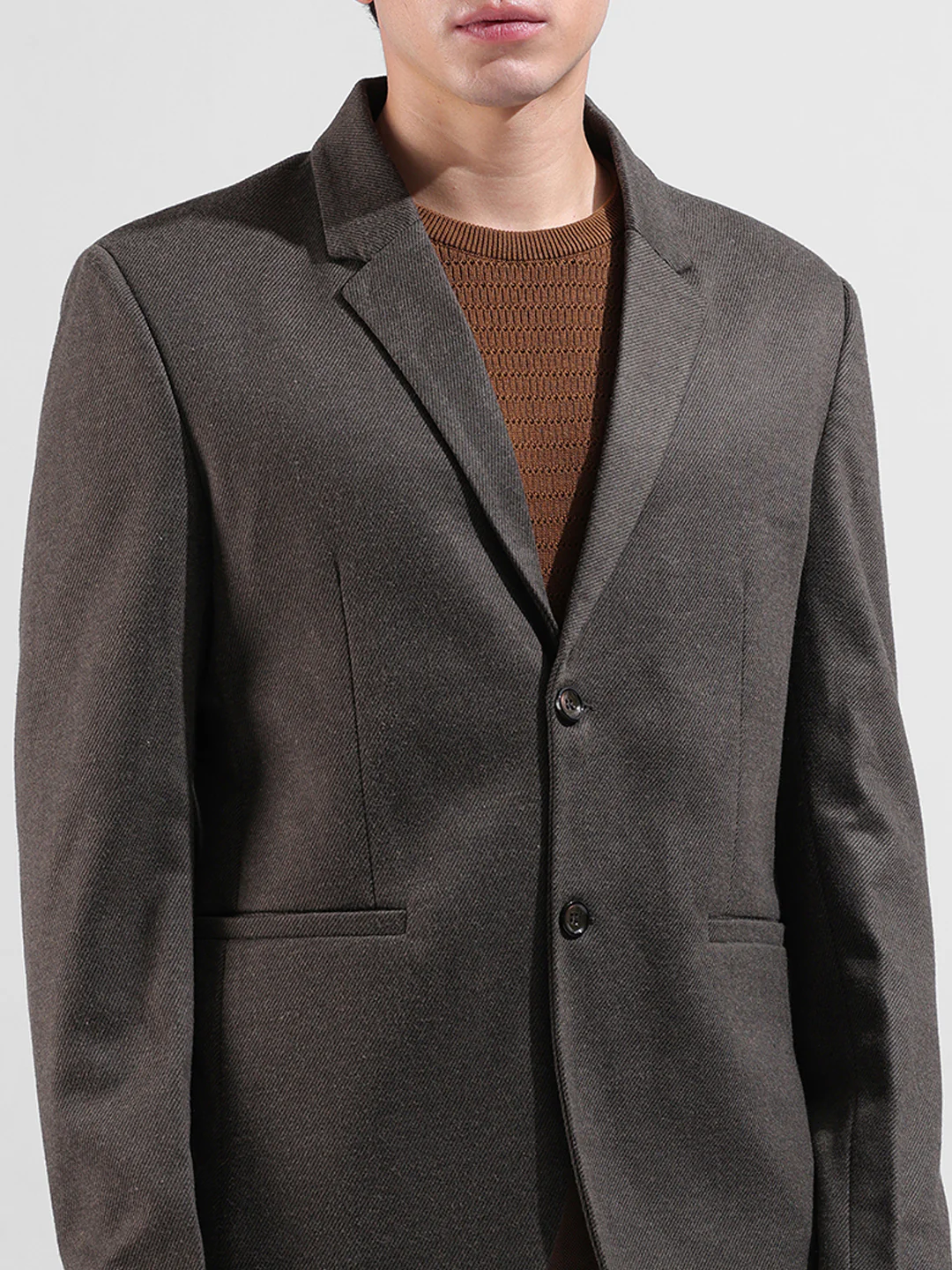 Men's Brown Regular Fit Printed Casual Blazer - Image 5