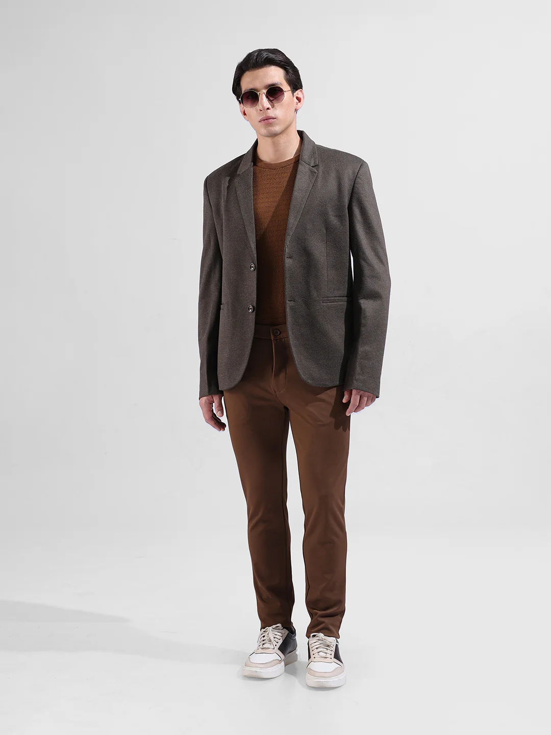 Men's Brown Regular Fit Printed Casual Blazer - Image 8