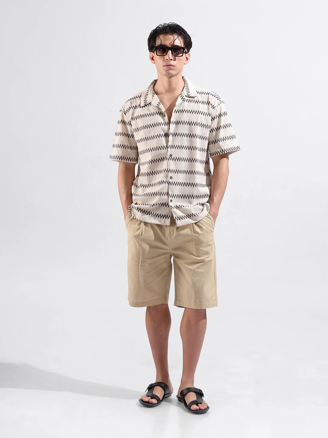 Men's Brown Relaxed Fit Textured Textured Shirt - Image 7
