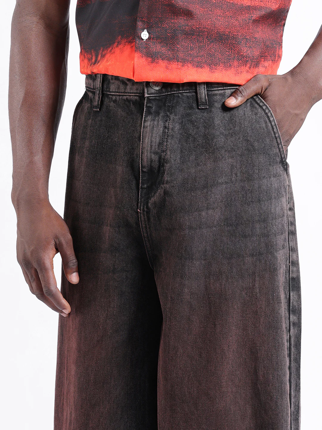 Men's Brown Skater Fit Solid Street Wear Jeans - Image 5
