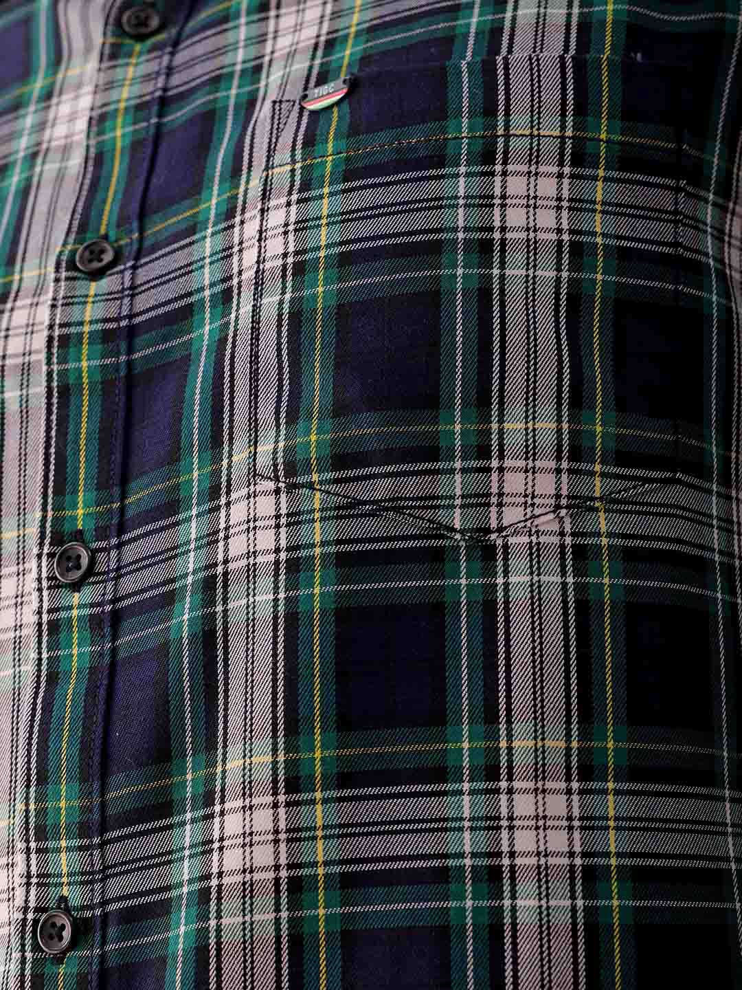Men's Blue Slim Fit Checkered Casual Shirt - Image 7