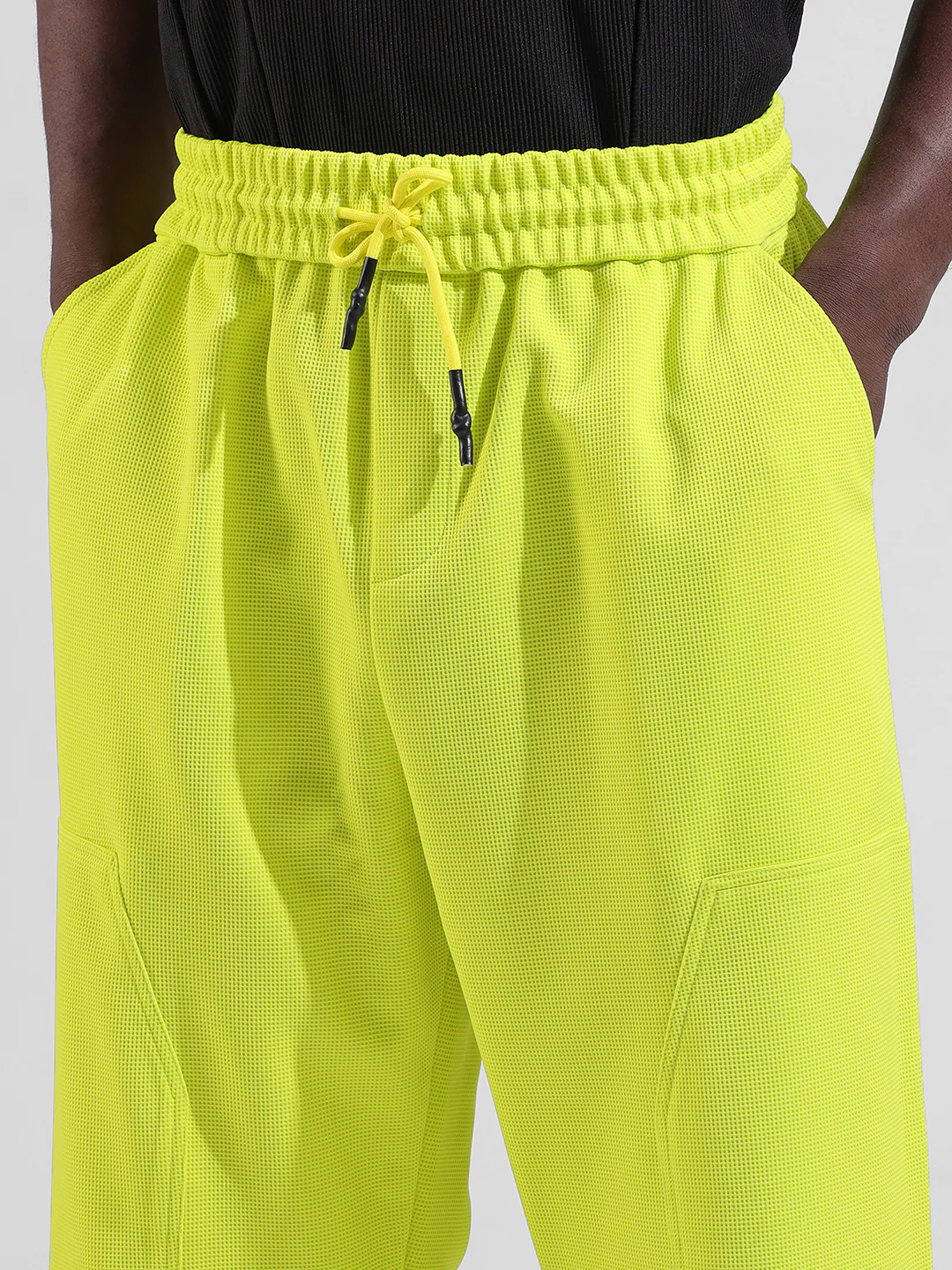 Men's Cyber Lime Wide Leg Fit Textured Utility Trouser - Image 5
