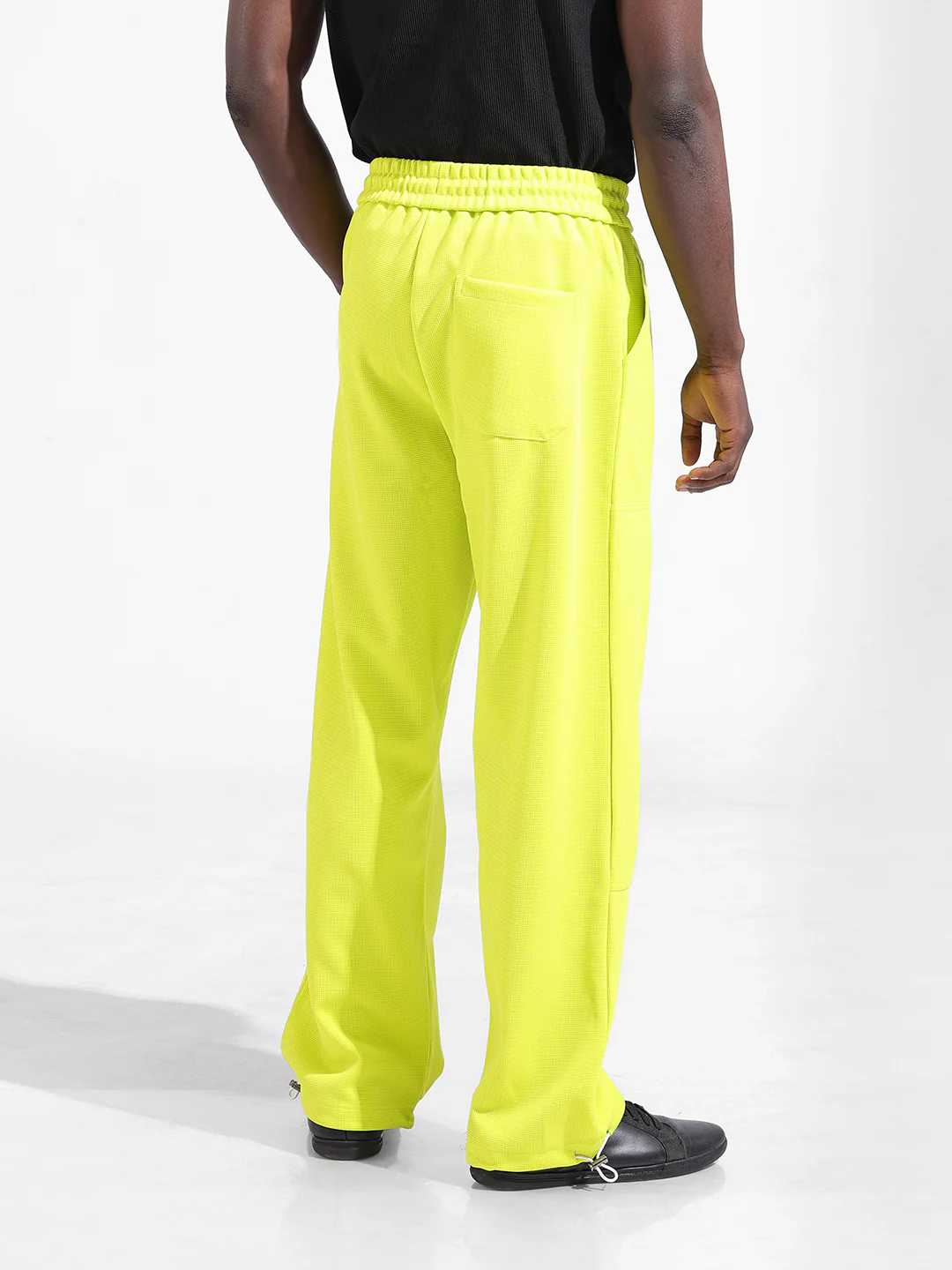 Men's Cyber Lime Wide Leg Fit Textured Utility Trouser - Image 6