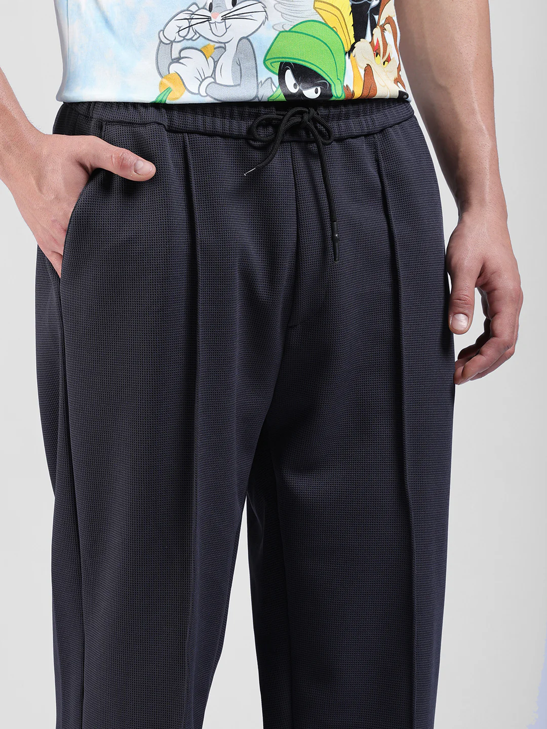 Men's Dark Grey Loose Fit Textured Athletic  Jogger - Image 4