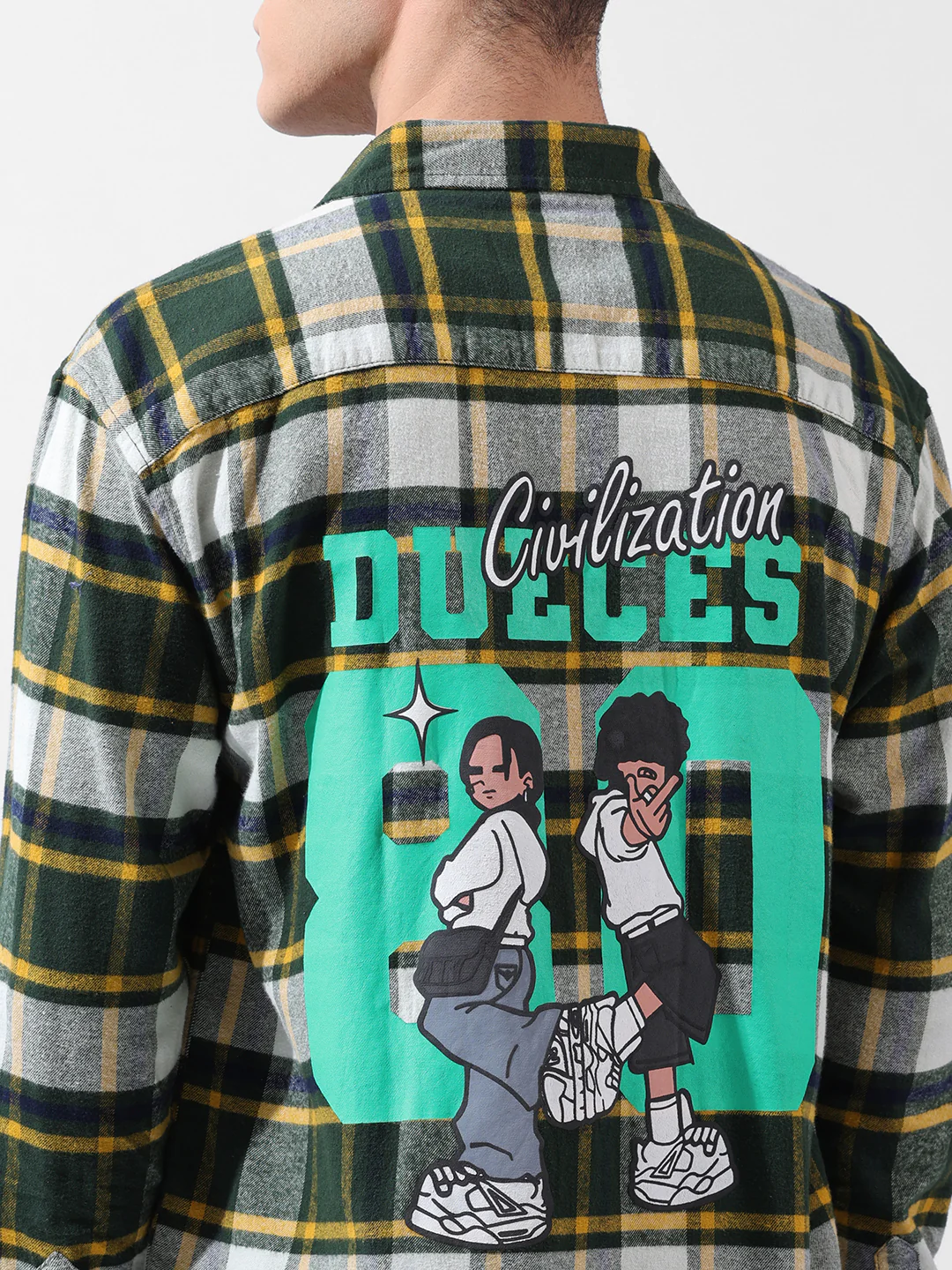 Men's Green Relaxed Fit Graphic Printed Street Wear Shirt - Image 4