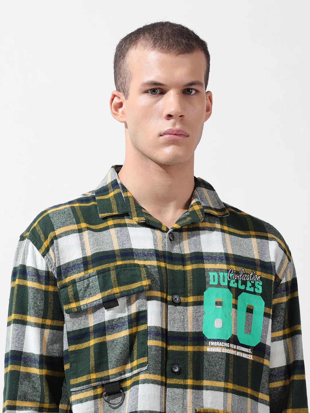 Men's Green Relaxed Fit Graphic Printed Street Wear Shirt - Image 5