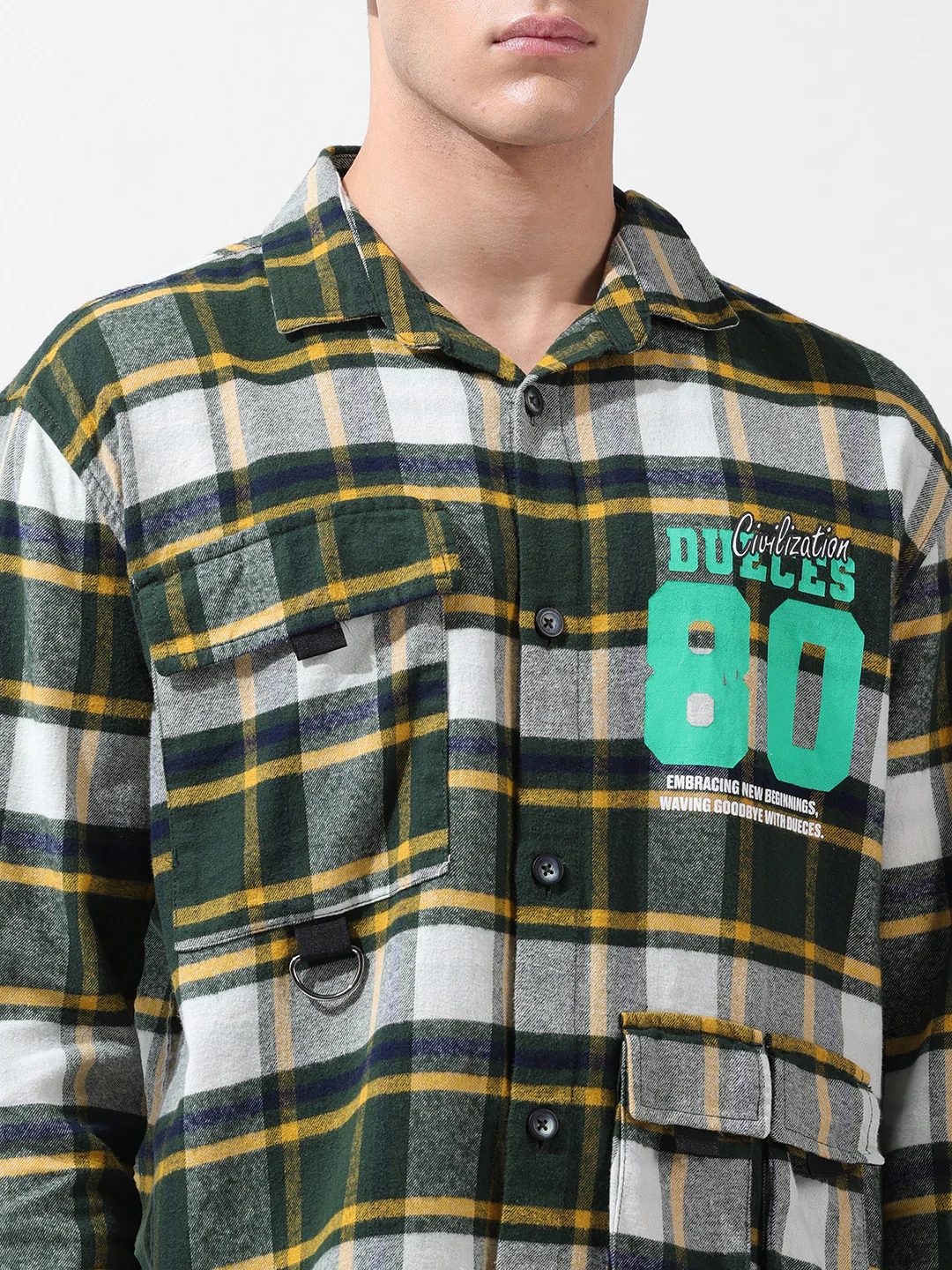 Men's Green Relaxed Fit Graphic Printed Street Wear Shirt - Image 6