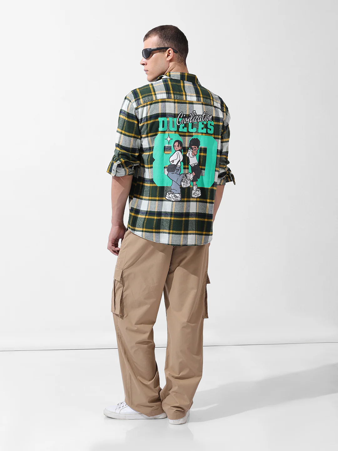 Men's Green Relaxed Fit Graphic Printed Street Wear Shirt - Image 8