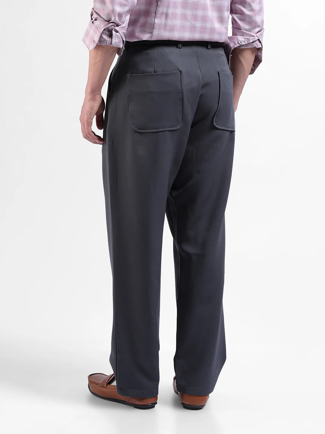 Men's Grey Loose Fit Solid Casual Trouser - Image 2