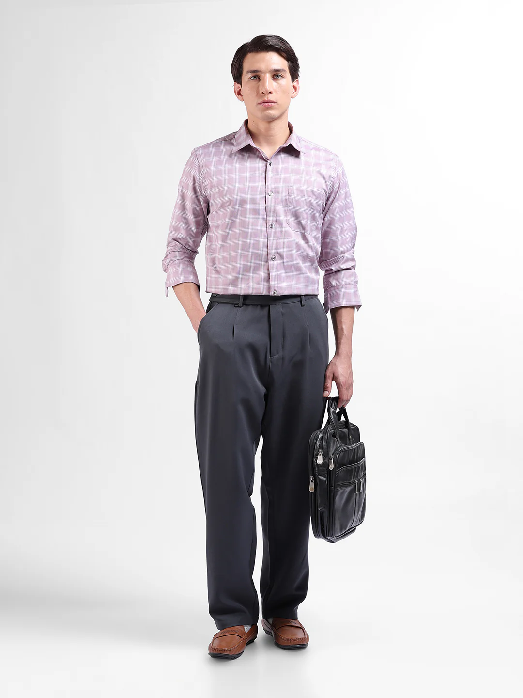 Men's Grey Loose Fit Solid Casual Trouser - Image 6