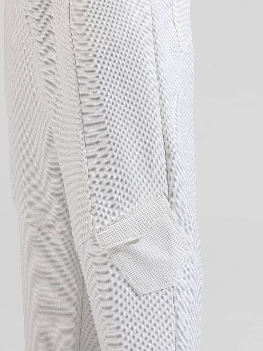 Men's White Relaxed Fit Solid Athletic  Jogger - Image 3