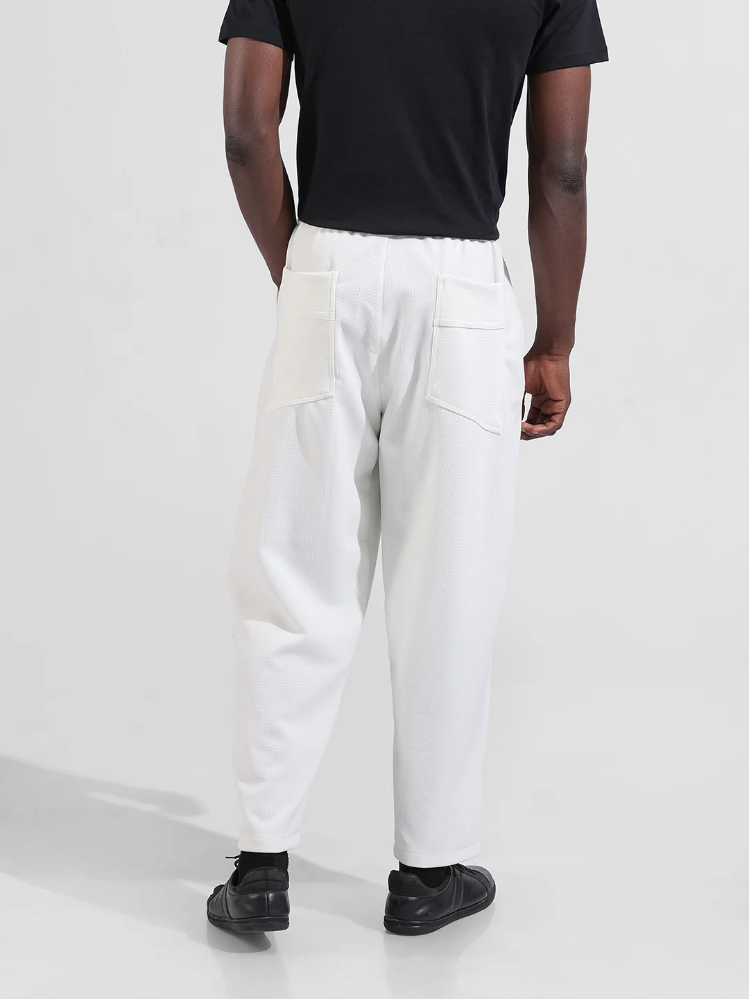Men's White Relaxed Fit Solid Athletic  Jogger - Image 4
