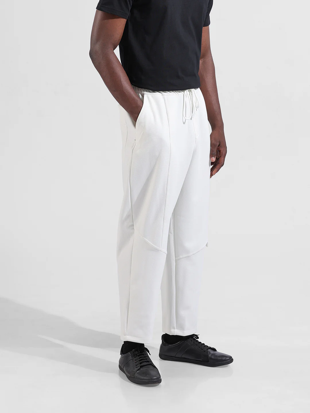 Men's White Relaxed Fit Solid Athletic  Jogger - Image 6