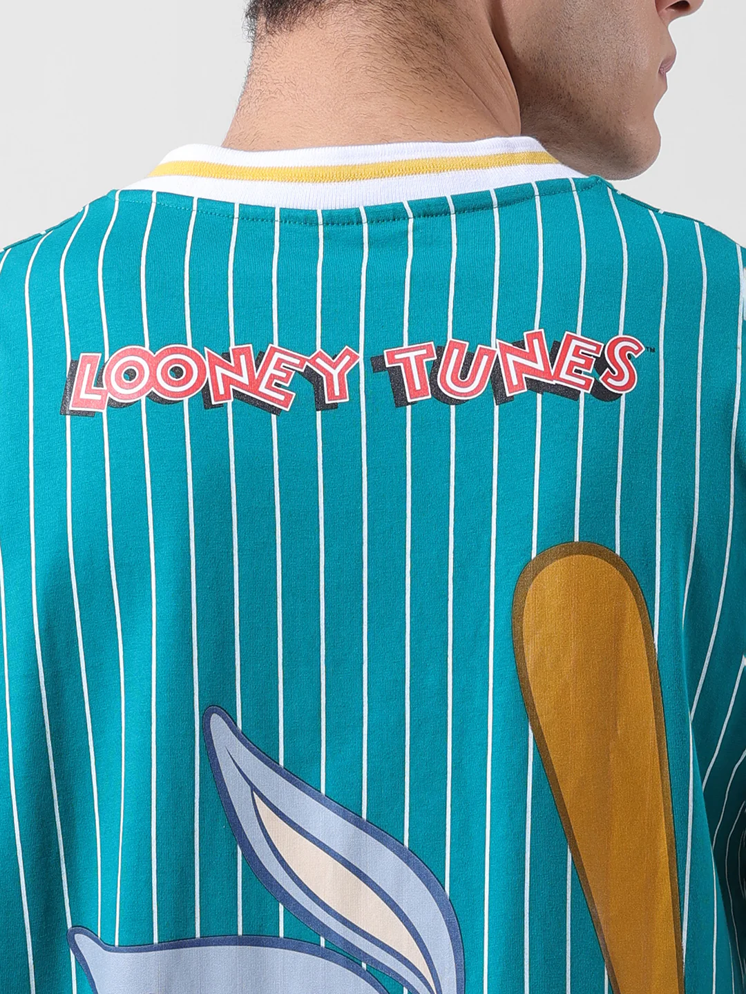 Men's Green Boxy Fit Cartoon Character Printed V-Neck T-Shirt - Image 5