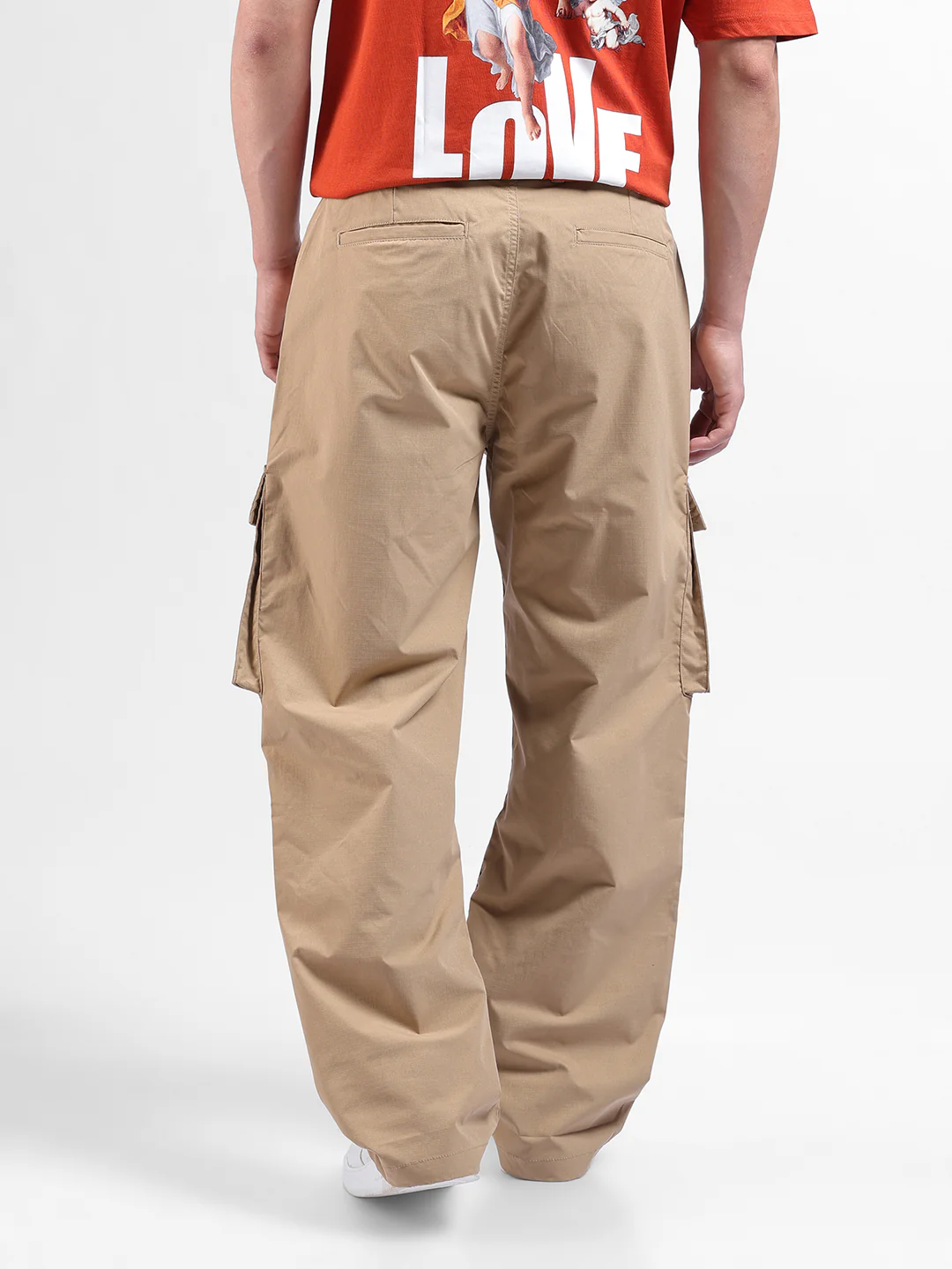 Men's Khaki Relaxed Fit Textured Utility Cargo - Image 4
