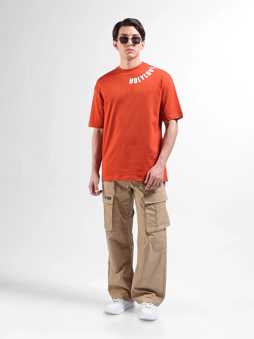 Men's Khaki Relaxed Fit Textured Utility Cargo - Image 6