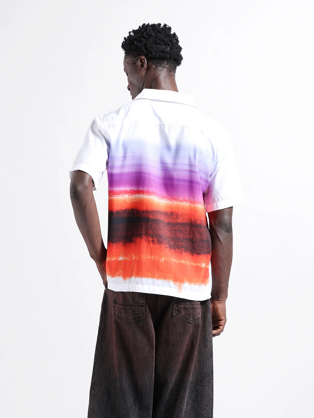 Men's Multicolor Oversized Fit Printed Placement Printed Shirt - Image 5
