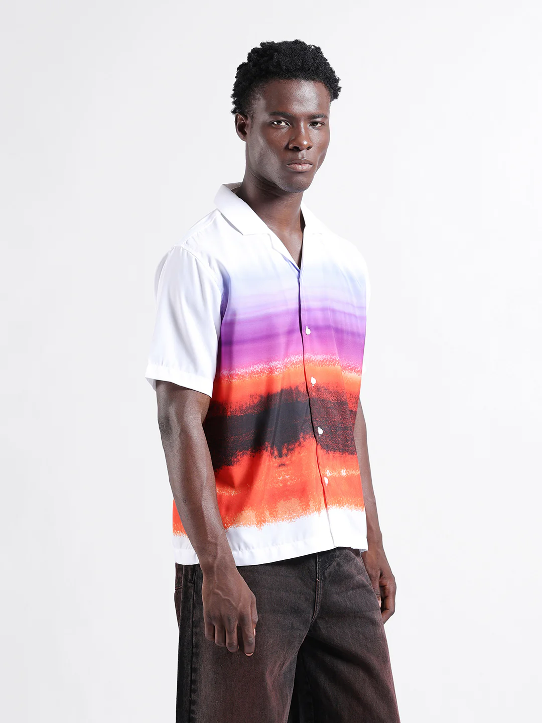 Men's Multicolor Oversized Fit Printed Placement Printed Shirt - Image 6
