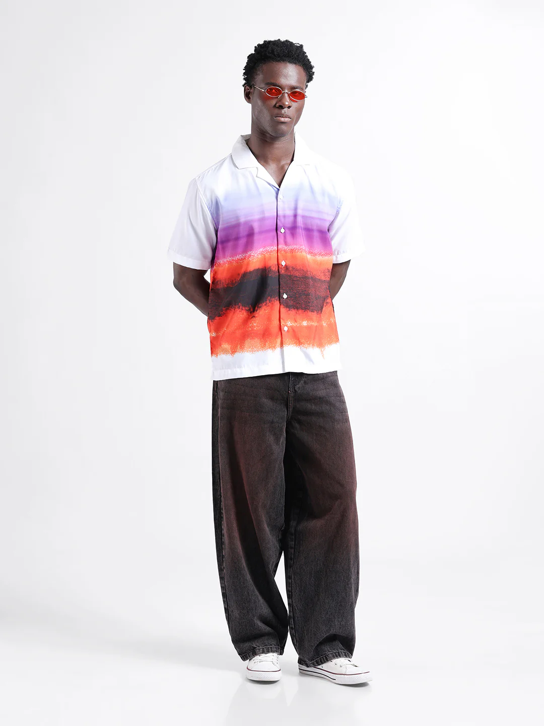 Men's Multicolor Oversized Fit Printed Placement Printed Shirt - Image 8