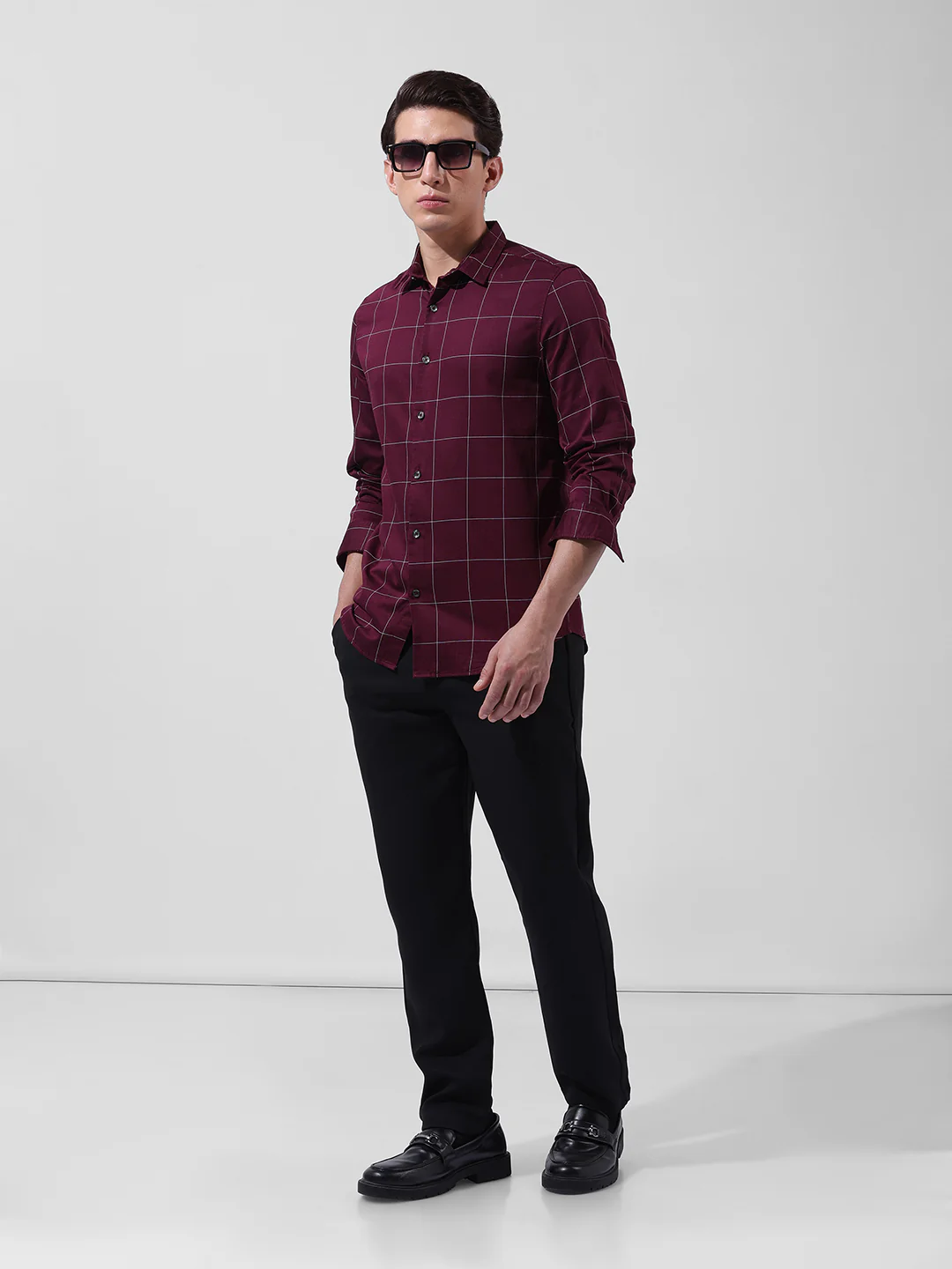 Men's Black Regular Fit Solid Formal Trouser - Image 6