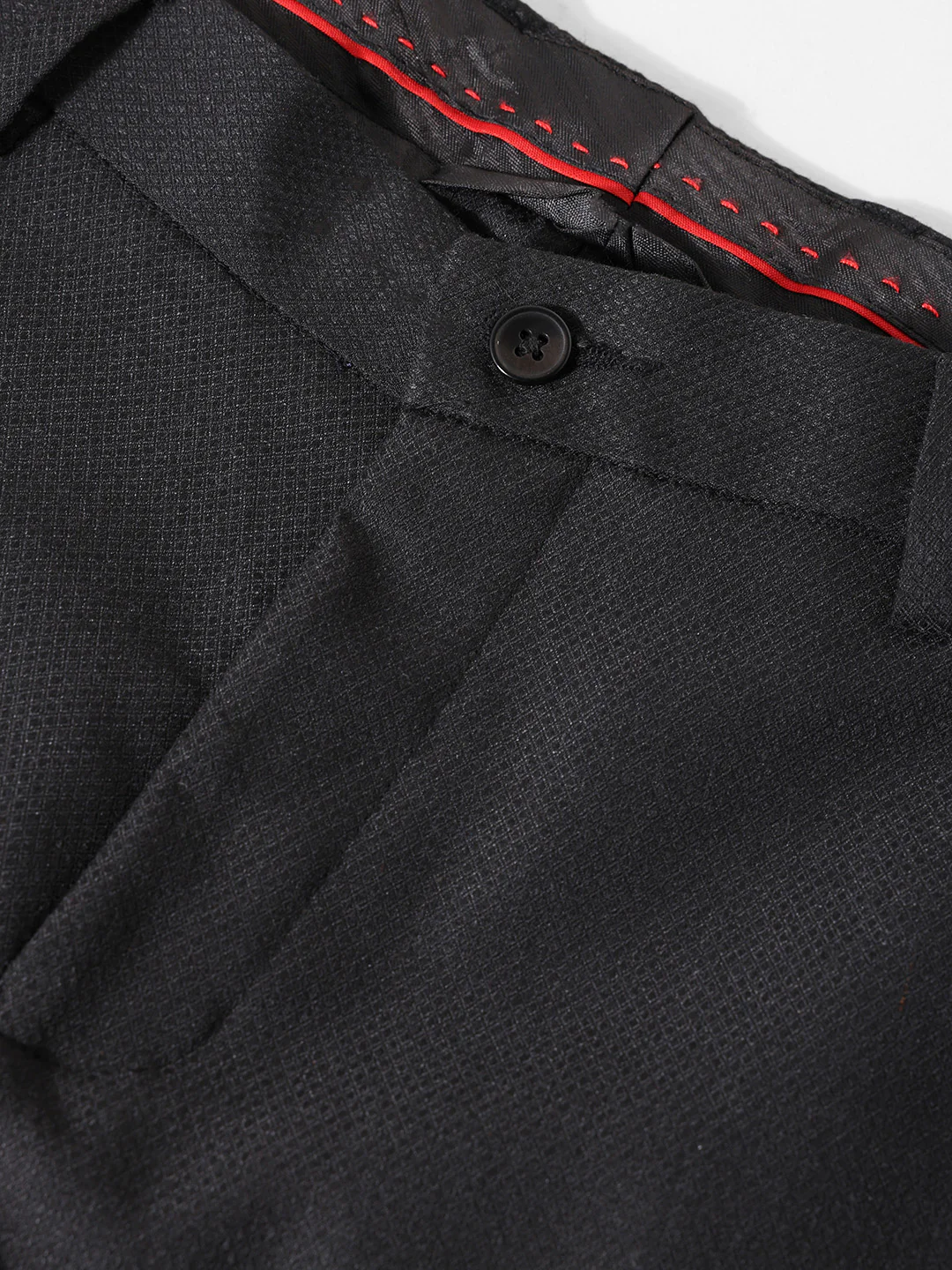 Men's Black Regular Fit Solid Formal Trouser - Image 6