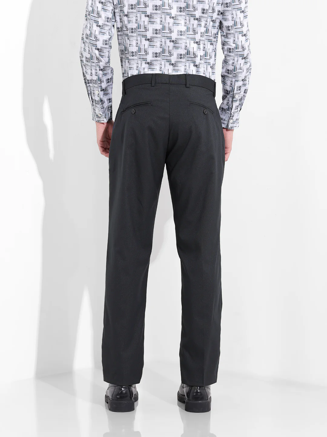 Men Regular Fit Navy Blue Trousers - Image 4