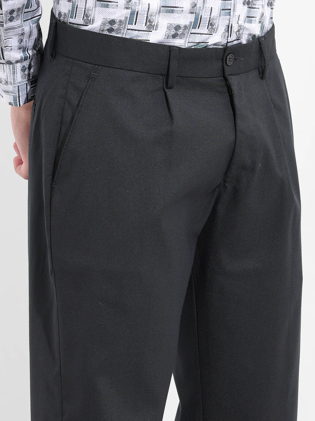 Men Regular Fit Navy Blue Trousers - Image 5