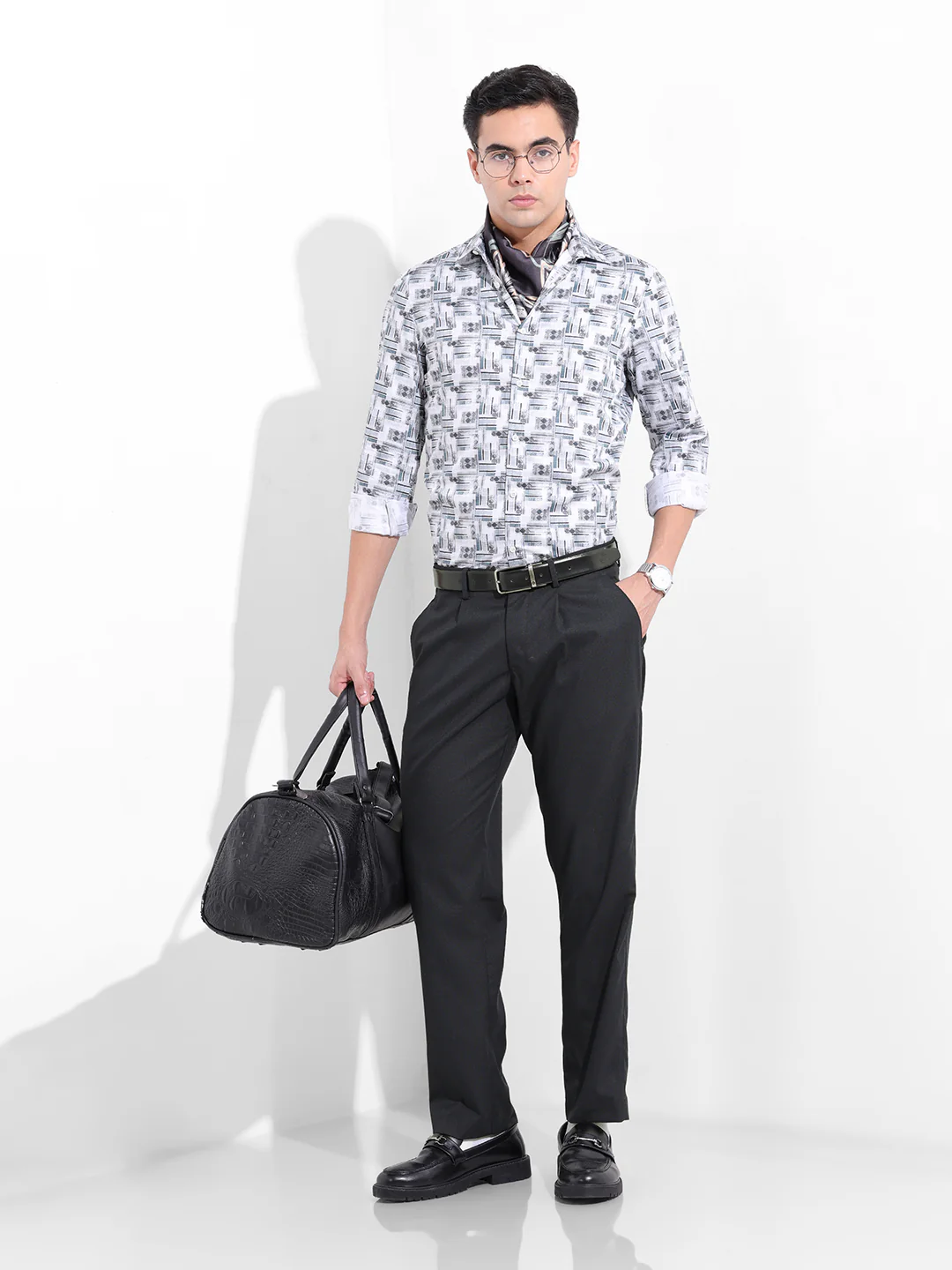 Men Regular Fit Navy Blue Trousers - Image 6