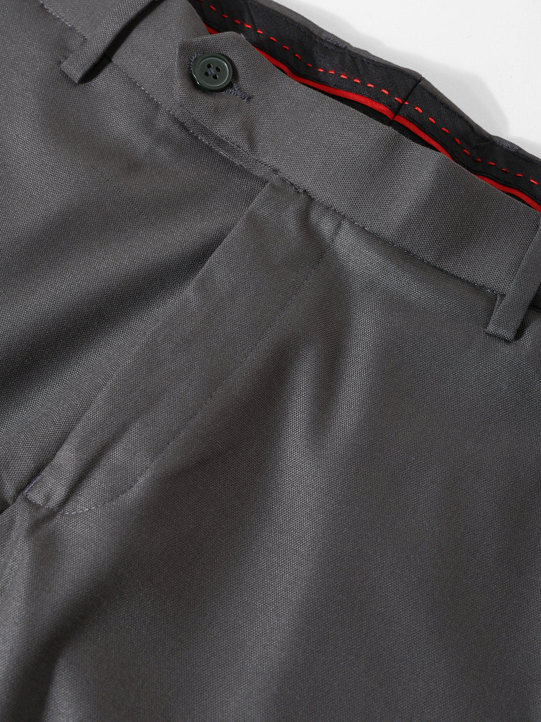 Men's Gun Metal Slim Fit Solid Formal Trouser - Image 6