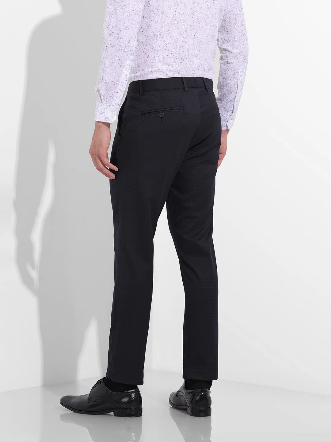 Men's Dark Grey Slim Fit Checkered Formal Trouser - Image 4