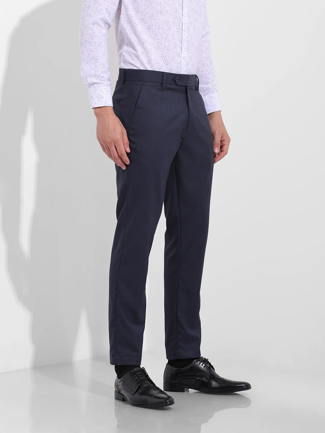 Men's Midnight Navy Slim Fit Solid Formal Trouser - Image 3
