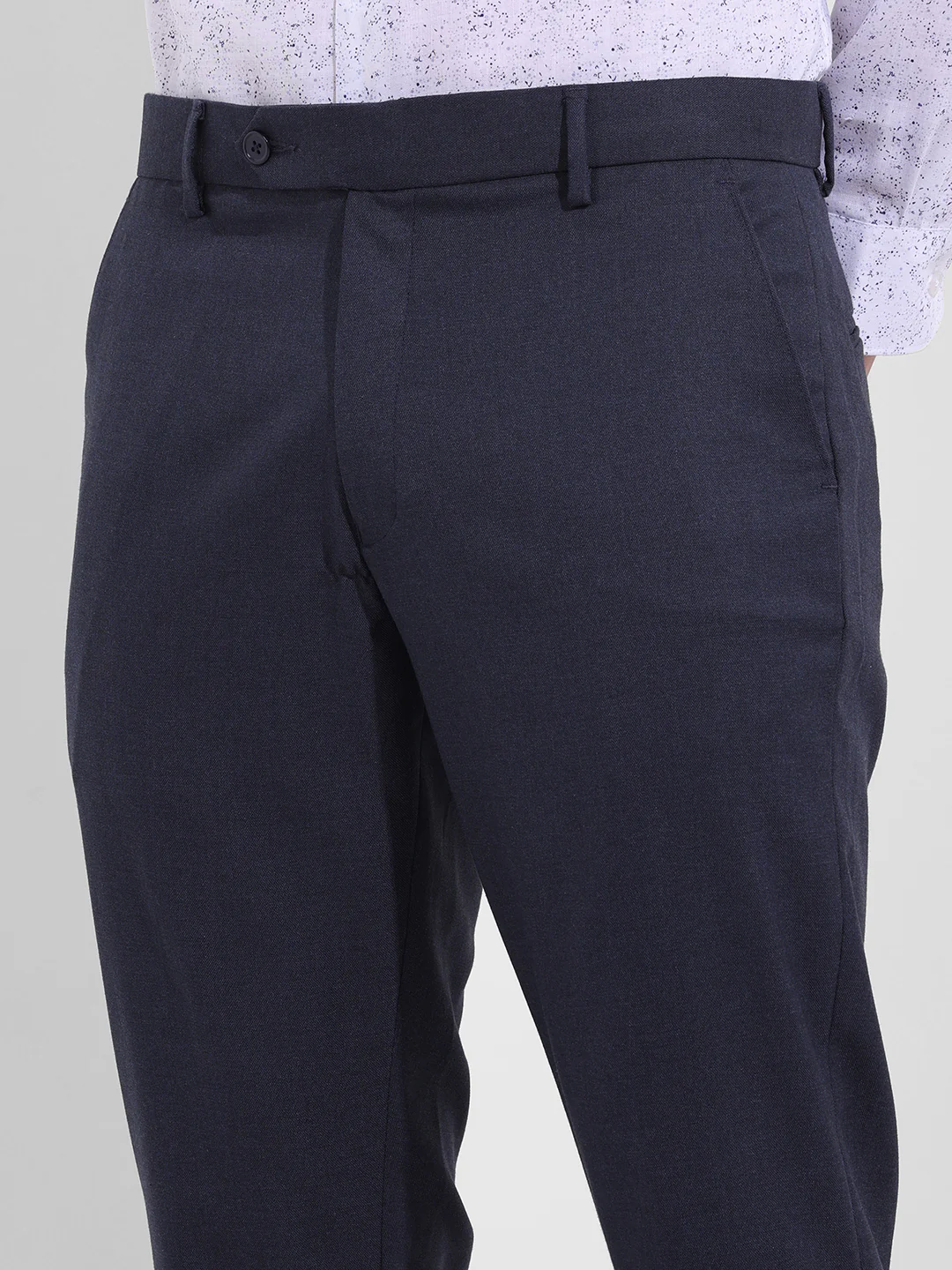 Men's Midnight Navy Slim Fit Solid Formal Trouser - Image 5