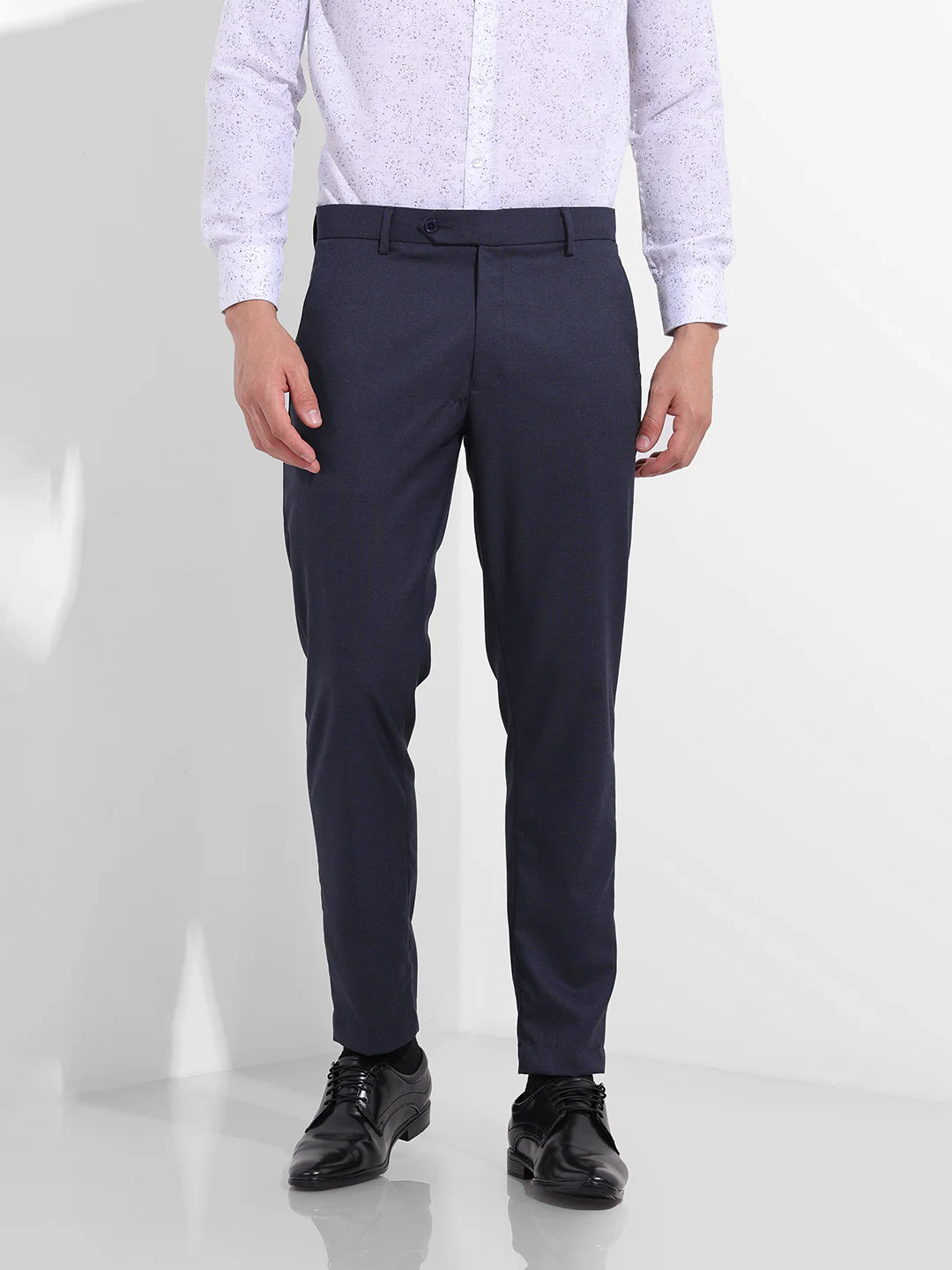 Men's Midnight Navy Slim Fit Solid Formal Trouser - Image 6