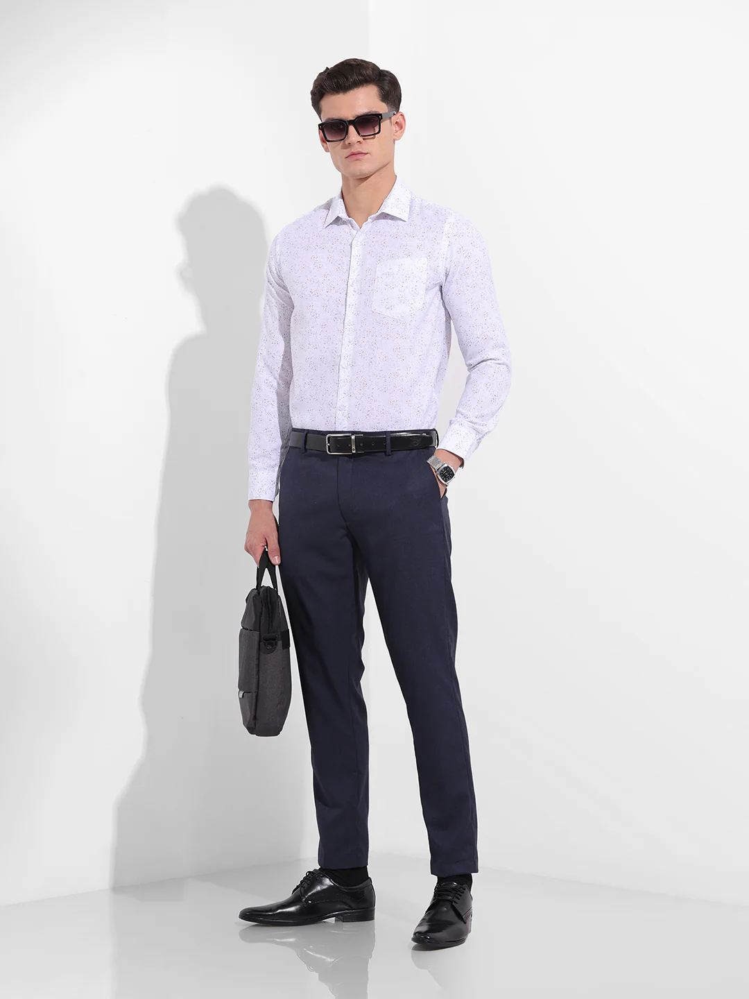 Men's Midnight Navy Slim Fit Solid Formal Trouser - Image 7