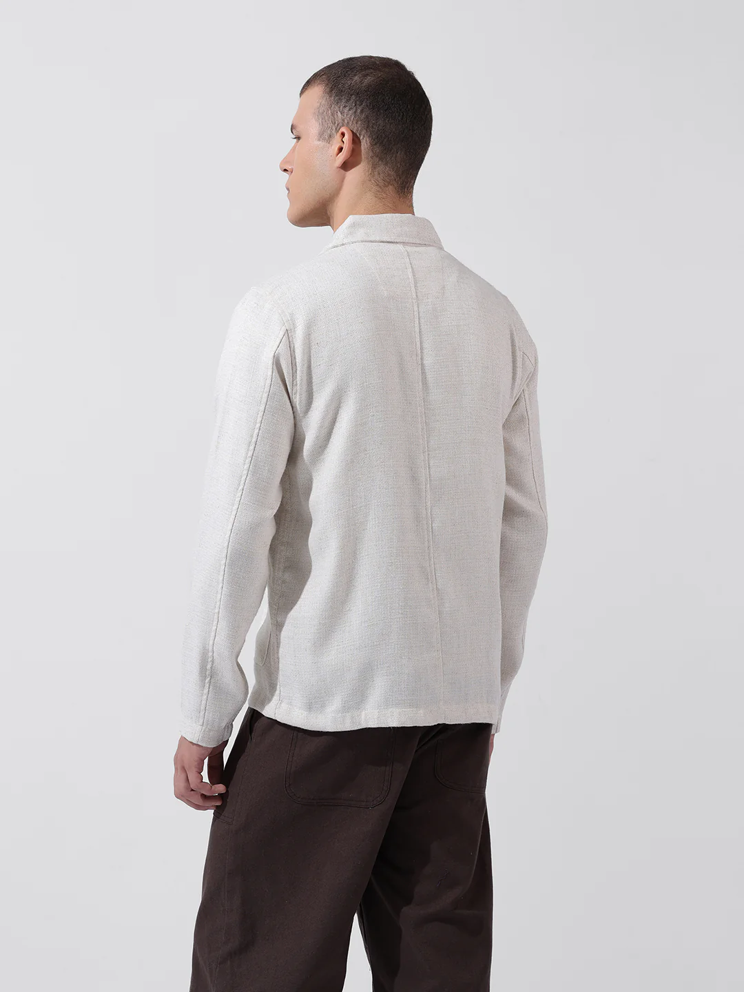 Men's Natural Regular Fit Textured Textured Shirt - Image 6
