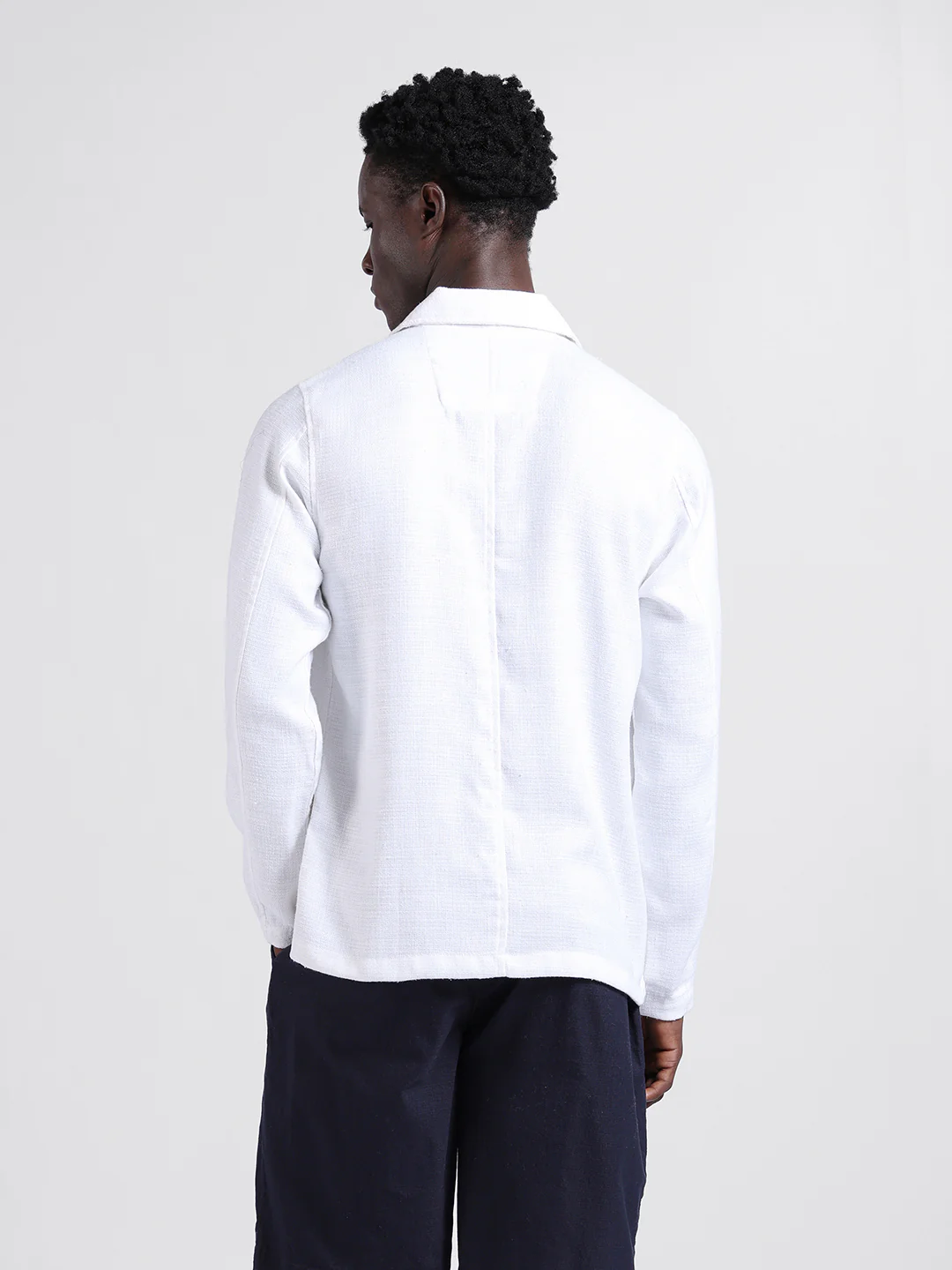 Men's White Regular Fit Textured Textured Shirt - Image 6