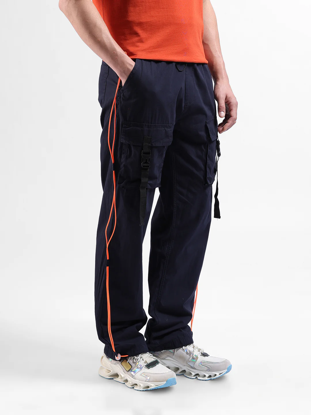 Men's Navy Relaxed Fit Solid Utility Jogger - Image 4
