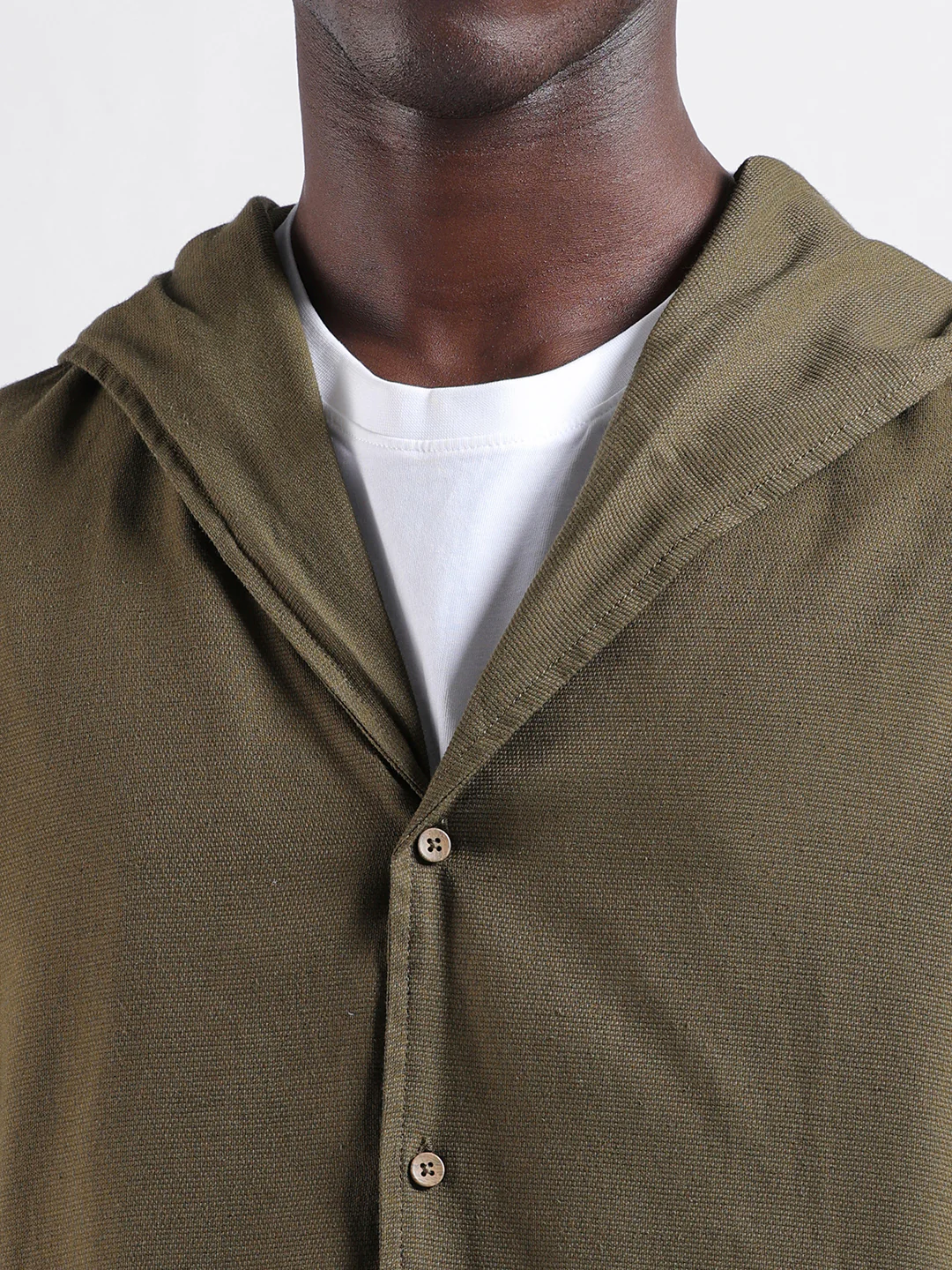 Men's Dark Olive Regular Fit Solid Bohemian Printed Shirt - Image 3