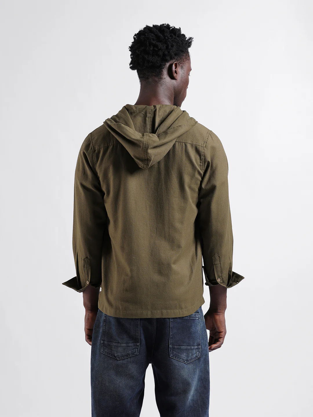 Men's Dark Olive Regular Fit Solid Bohemian Printed Shirt - Image 5