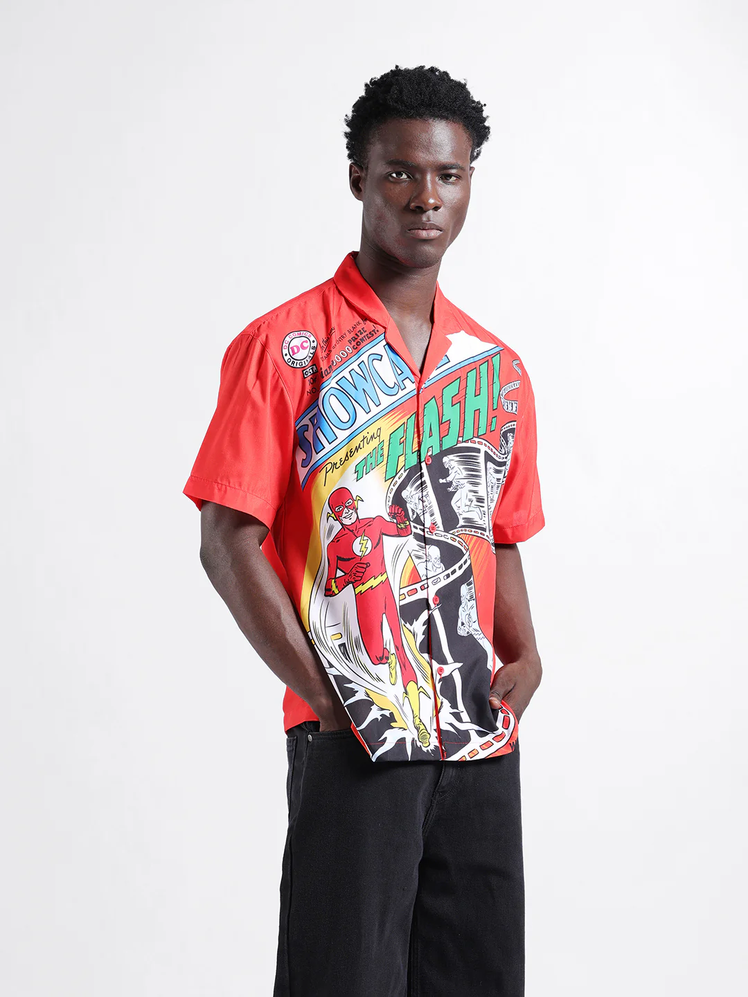 Men's Orange Relaxed Fit Character Printed Shirt - Image 2