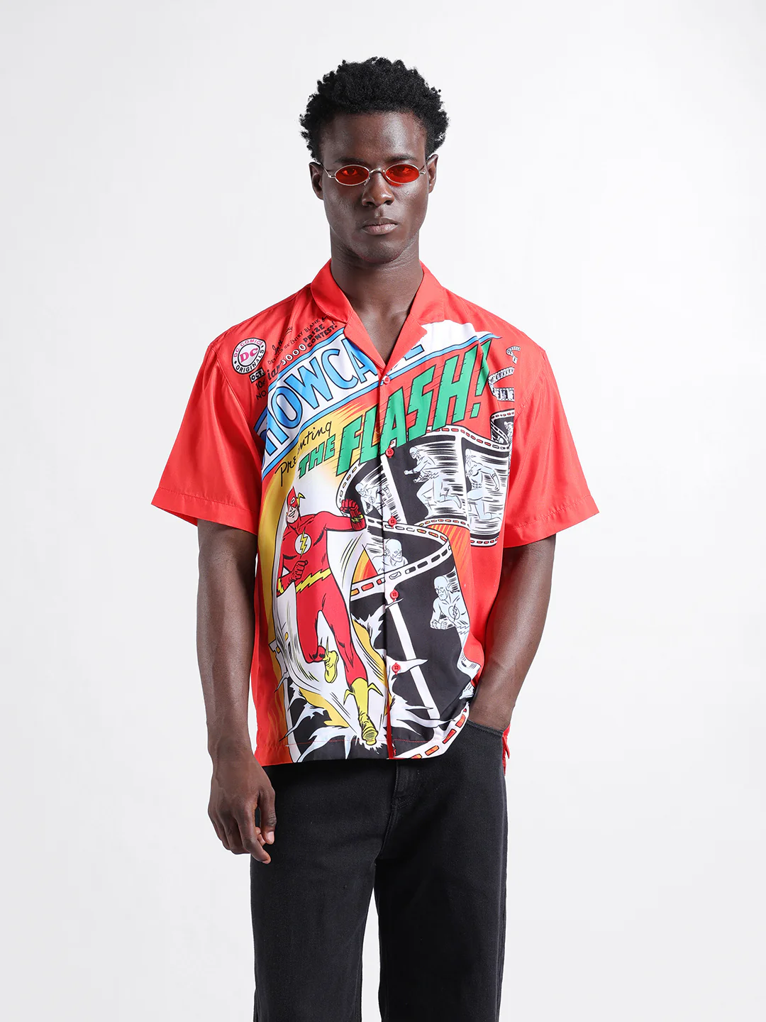 Men's Orange Relaxed Fit Character Printed Shirt - Image 4