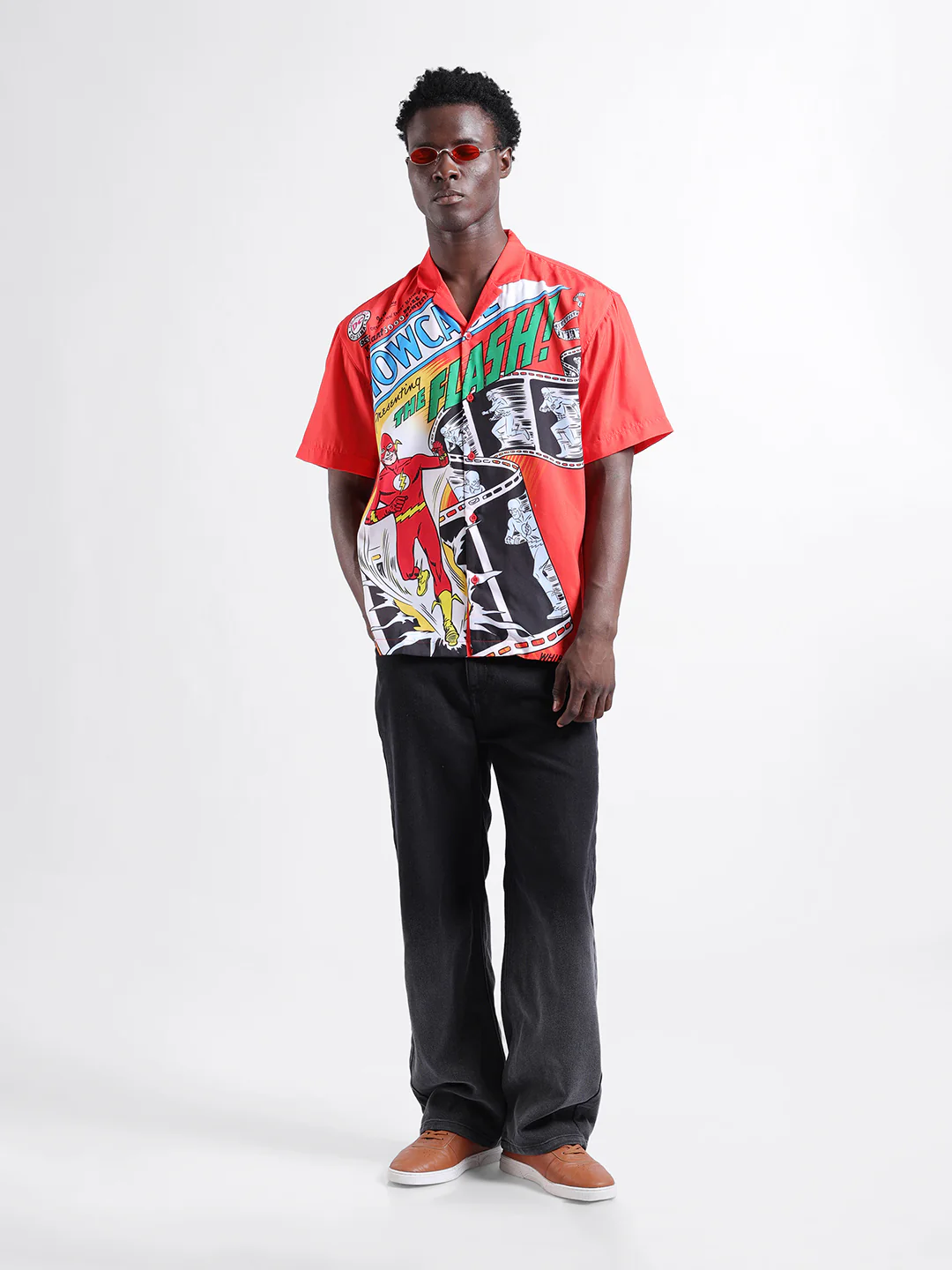 Men's Orange Relaxed Fit Character Printed Shirt - Image 5