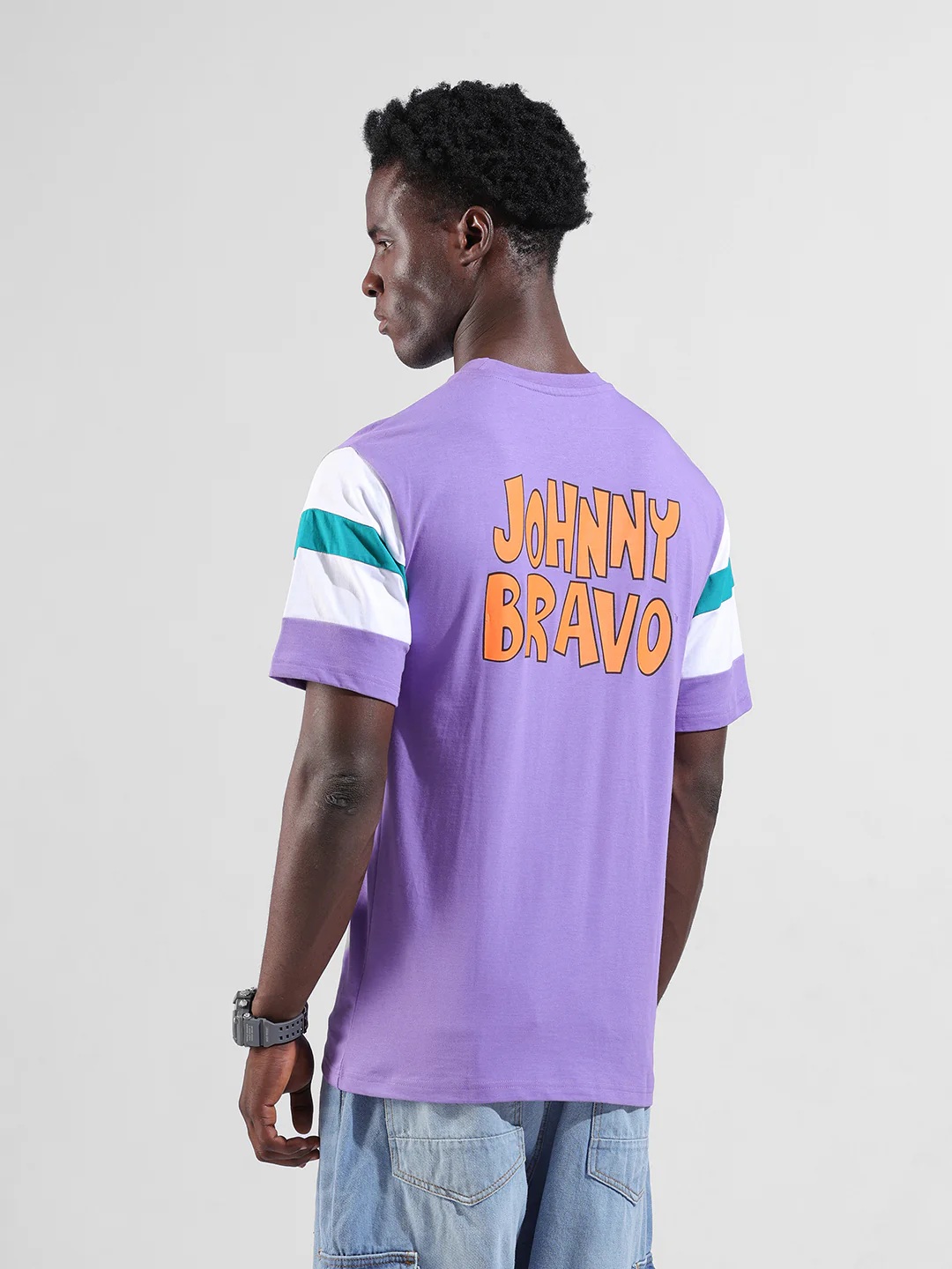 Pure Cotton's Johny Bravo Printed Drop-Shoulder Sleeves Boxy T-shirt - Image 2