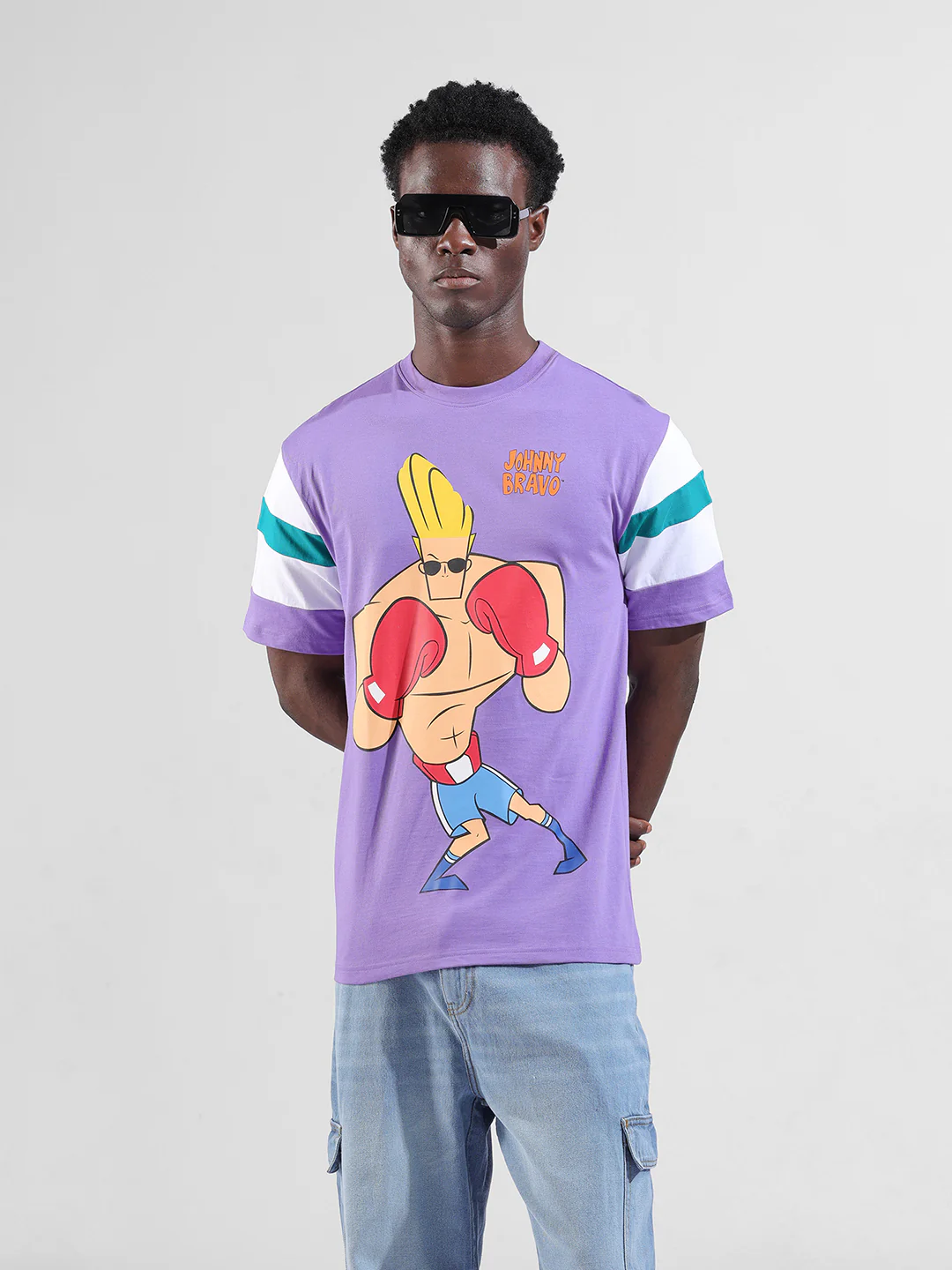 Pure Cotton's Johny Bravo Printed Drop-Shoulder Sleeves Boxy T-shirt - Image 4