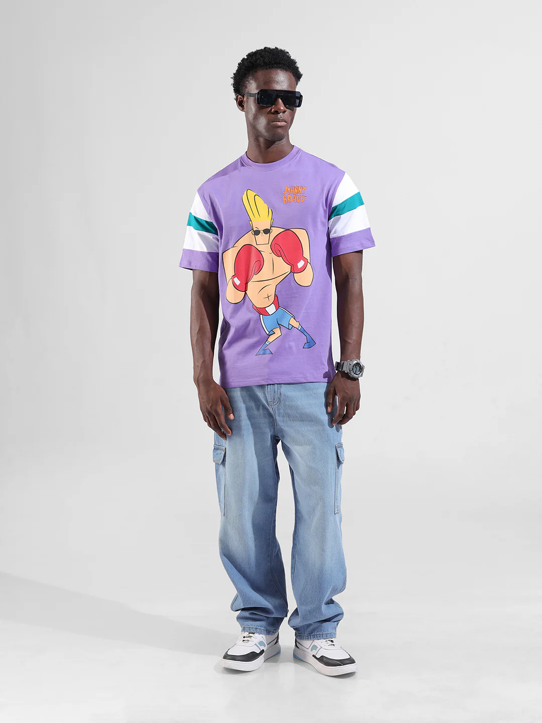 Pure Cotton's Johny Bravo Printed Drop-Shoulder Sleeves Boxy T-shirt - Image 5