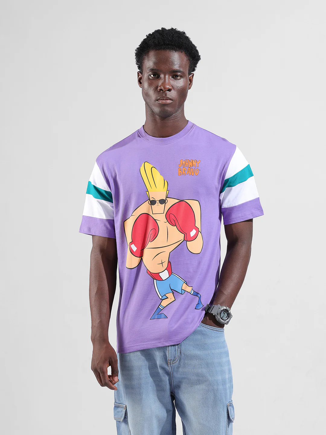 Pure Cotton's Johny Bravo Printed Drop-Shoulder Sleeves Boxy T-shirt - Image 9