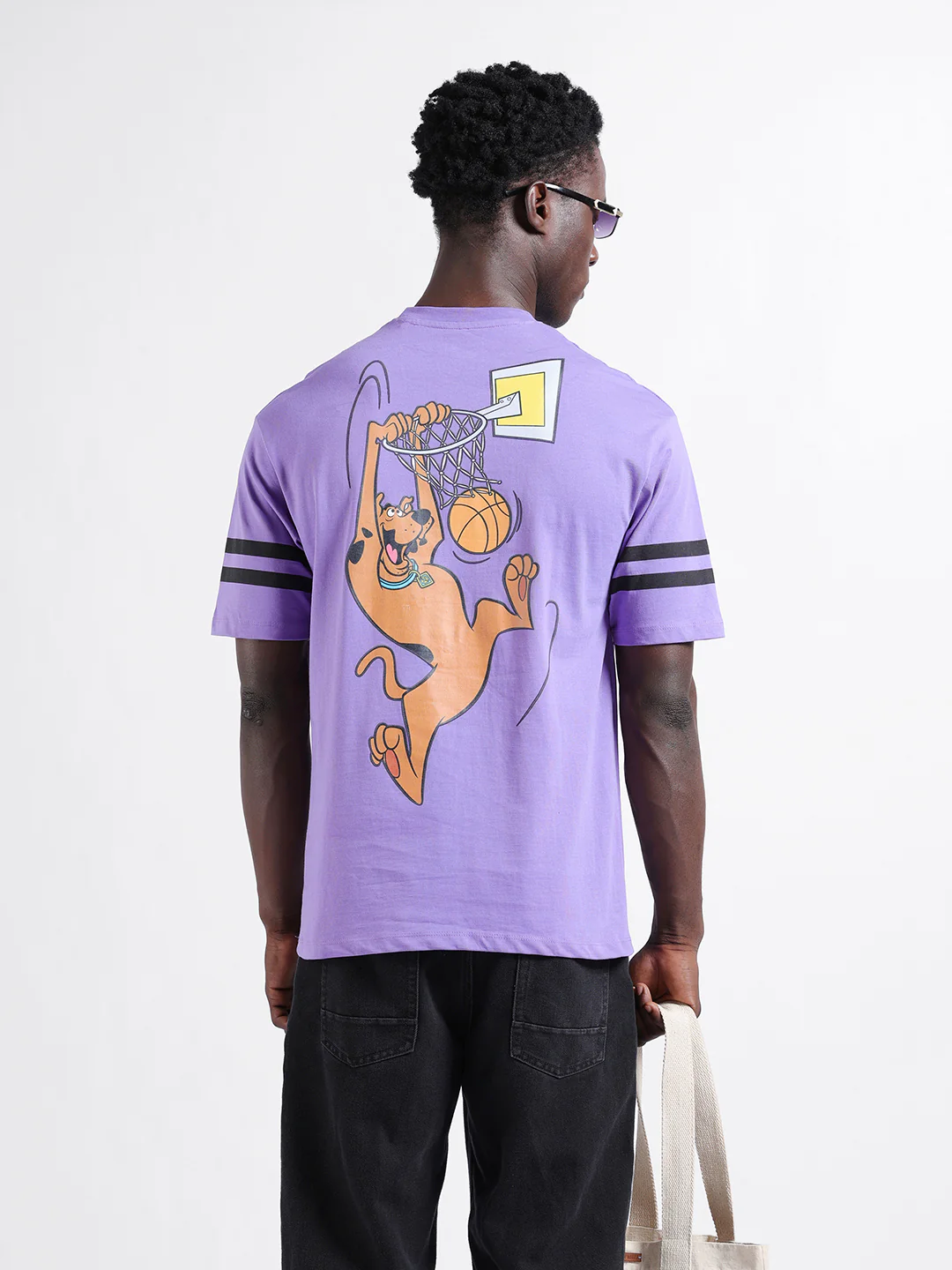 Men's Purple Boxy Fit Character Scooby-Doo Printed Crew Neck T-Shirt - Image 6