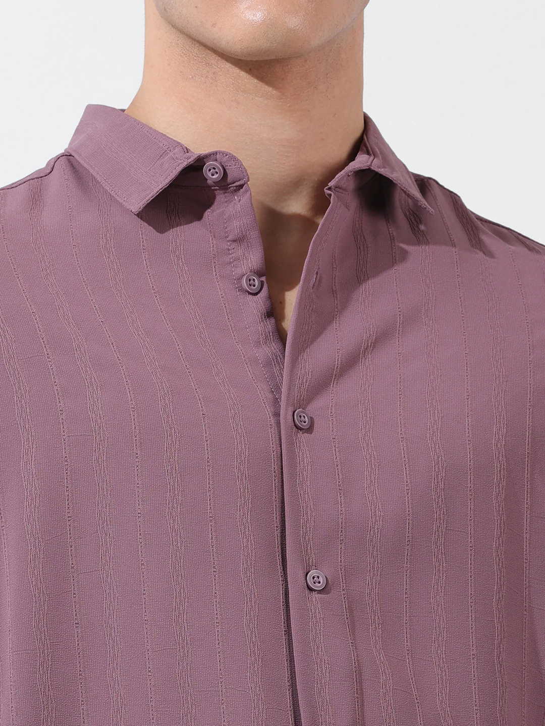 Men's Purple Regular Fit Textured Resort Wear Shirt - Image 3
