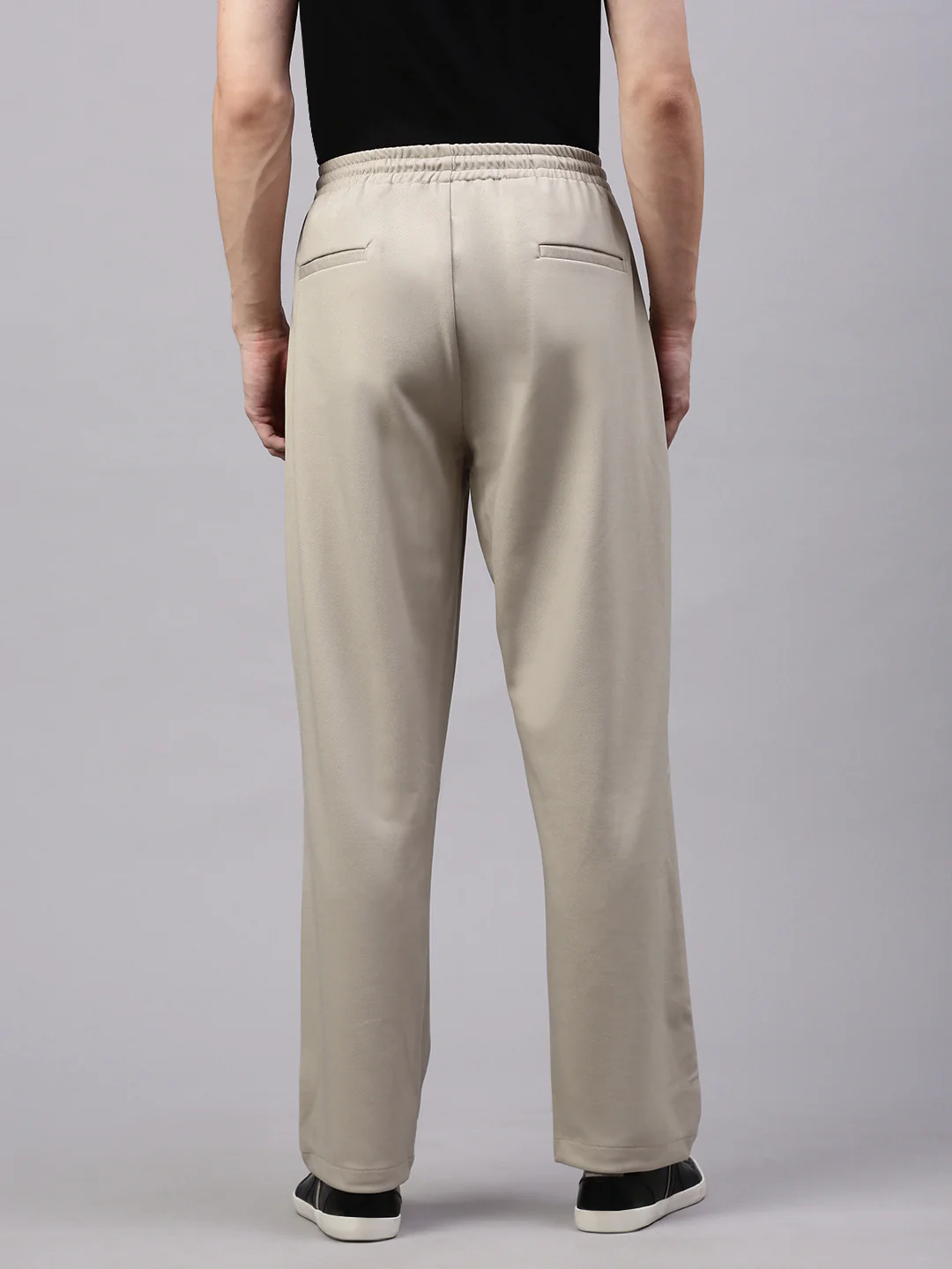 Men's Light Beige Relaxed Fit Solid Casual Jogger - Image 4
