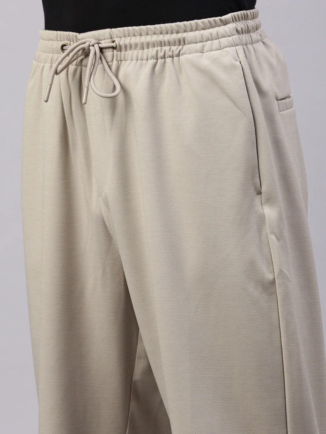 Men's Light Beige Relaxed Fit Solid Casual Jogger - Image 6